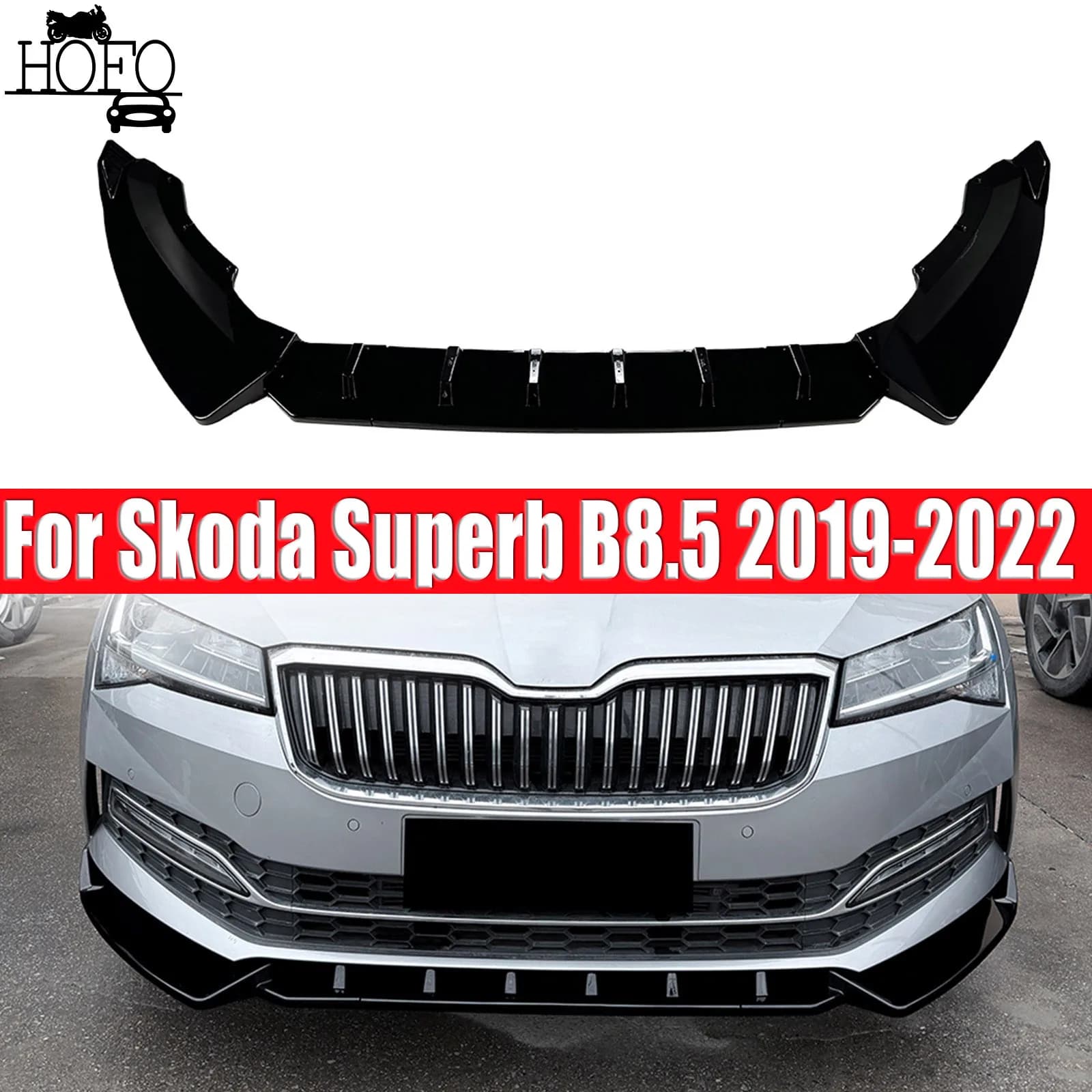 Front Bumper Lower Spoiler Lip Splitter Kit For Skoda Superb B8.5 2019-2022