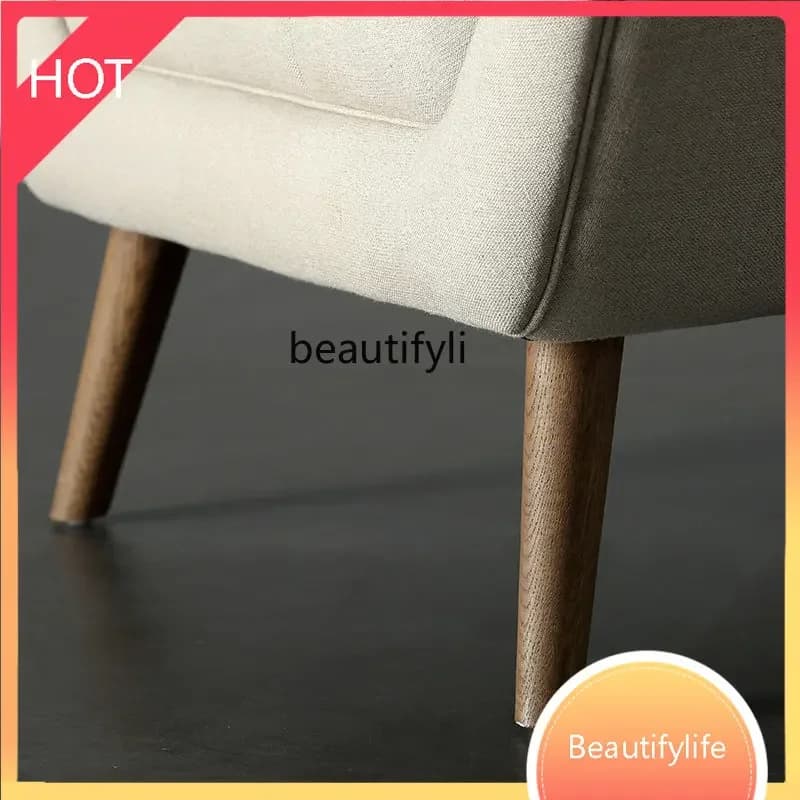 yj Nordic Linen Art Sofa Single Sofa Armchair Leisure Chair Footstool Nap Chair