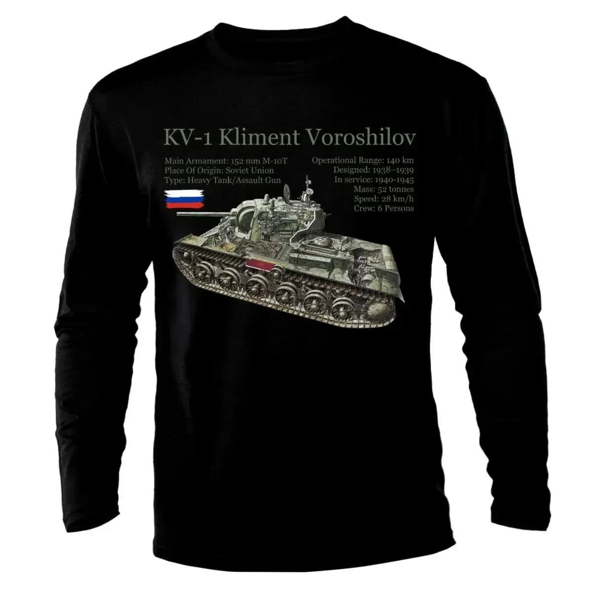 KV 1 Tank Panzer Armure  Army War USSR Russia Long Sleeve Men T-Shirt