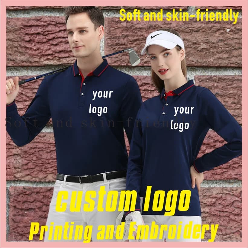 Autumn long sleeved cotton T-shirt shirt, men's and women's polo shirts, customized with embroidered and printed logo workwear