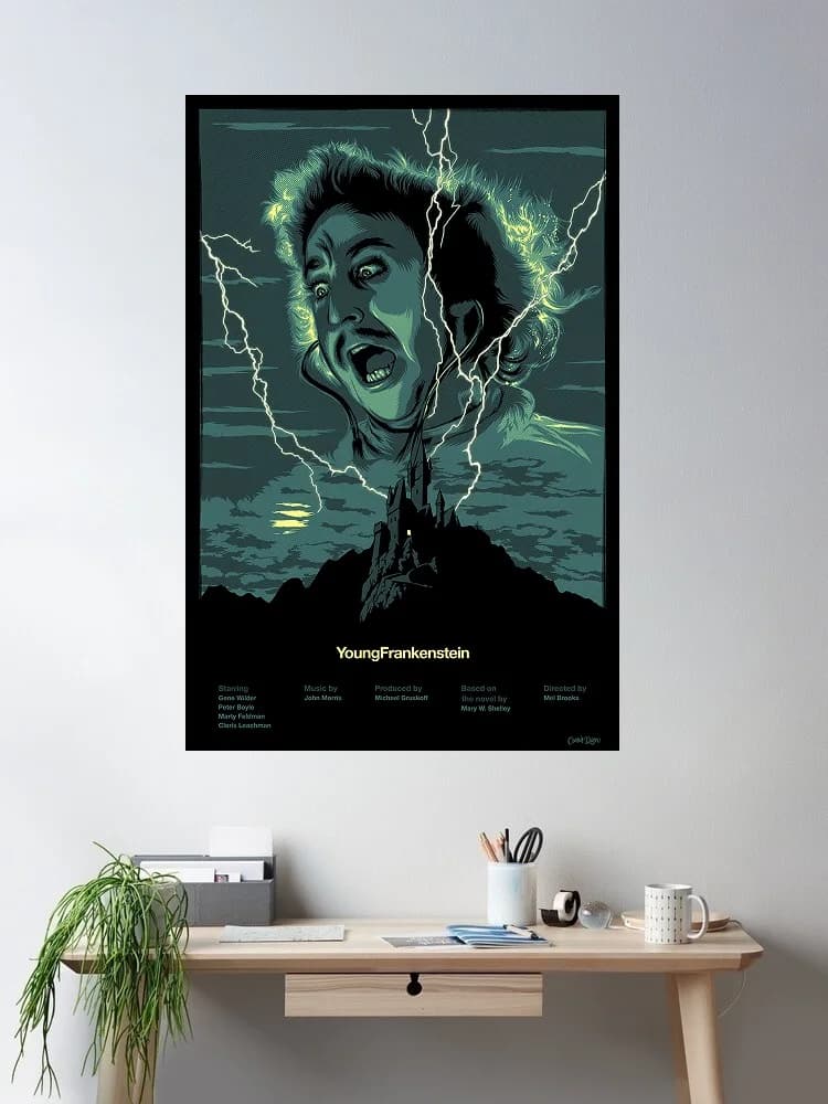 Young Frankenstein Japanese Movie, Art Print Silk Poster Home Wall Decor