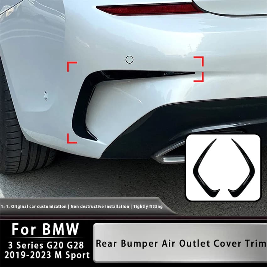 For BMW 3 Series G20 G28 2019-2023 M Sport Car Rear Bumper Canard Splitter Fin Cover Side Wing Spoiler Sticker Accessories
