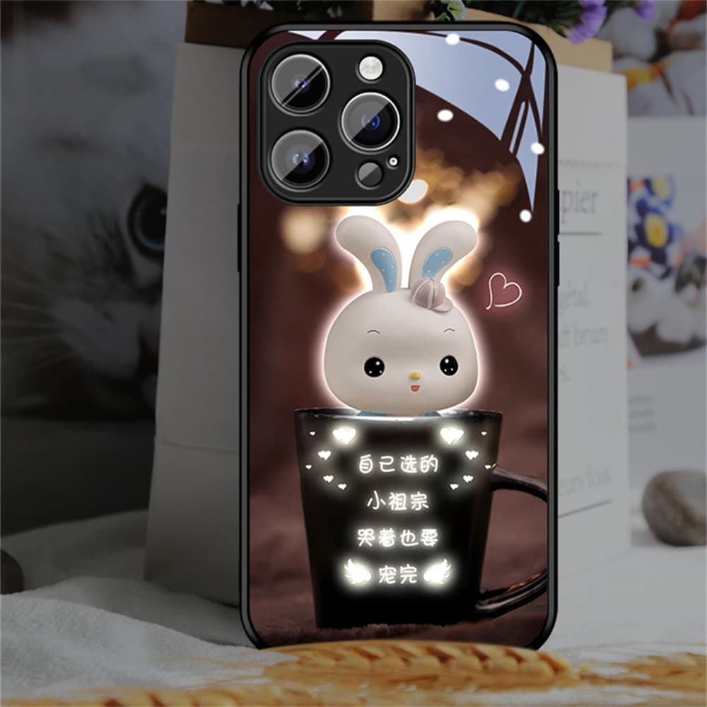 Lucky Bunny Led Colorful Light Phone Case Call Flash Cover For Samsung S26 S25 S24 S23 S22 S21 S20 Note 10 20 Plus Ultra