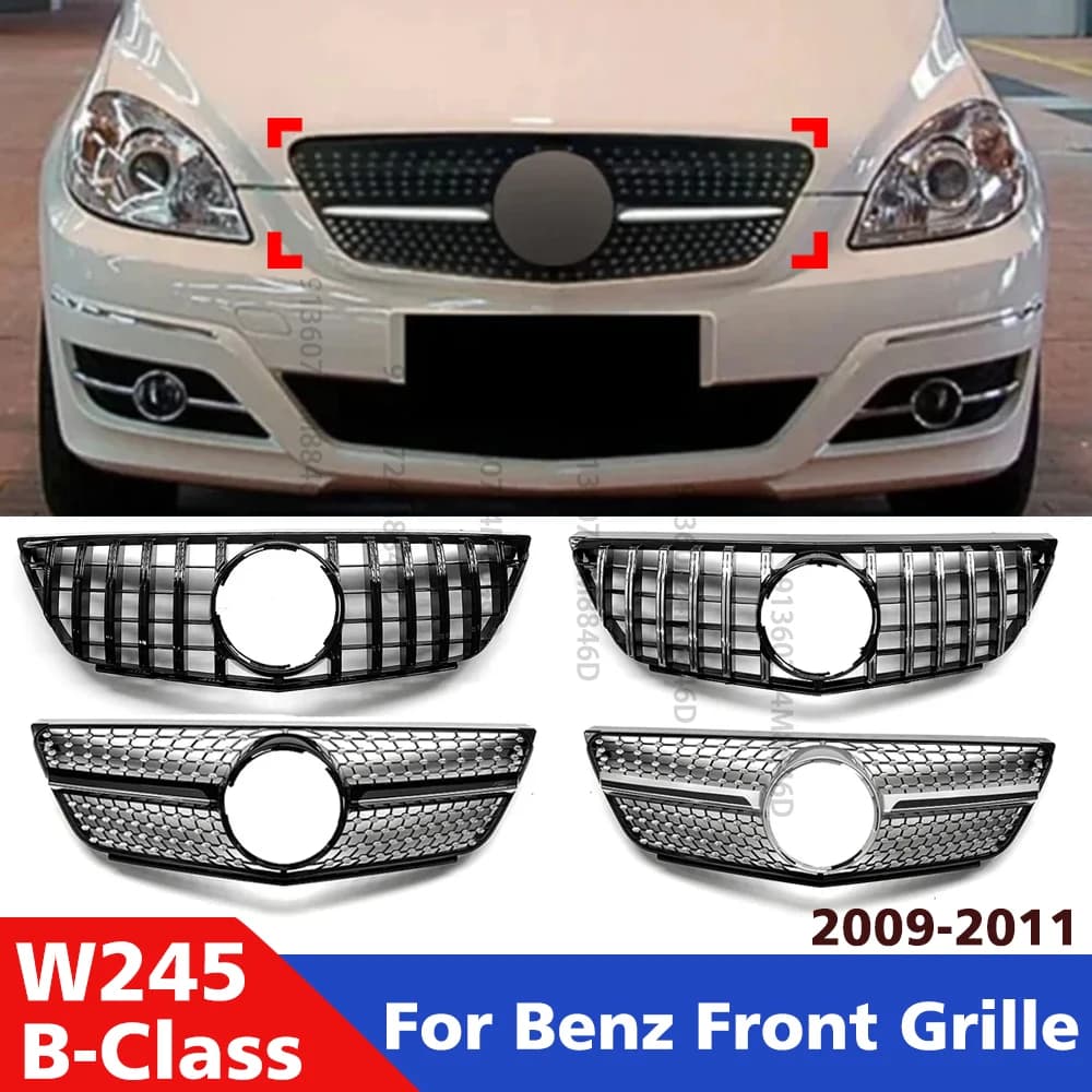 GT Style Front Grille for Mercedes-Benz B-Class W245 2009-2011 Replacement for B160 B180 B200,Tuning Grills,Car Styling Parts