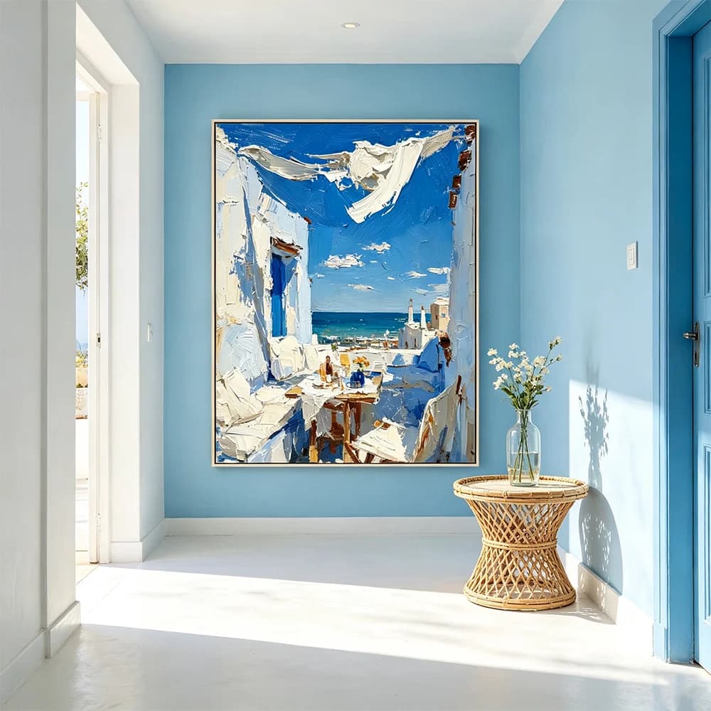 Seaside Building Wall Art Canvas Painting Landscape Posters & Prints Pictures for Living Room Decor Oil Paintings Printing