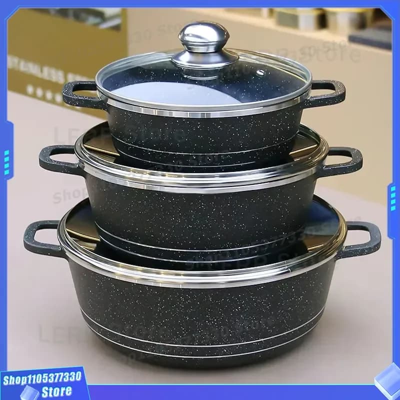 20 24 28cm Aluminum Non Stick Cookware Set 6 Piece Cast Casserole Dutch Oven Pots Pans Kitchen Cooking Utensils Gift 6 Piece