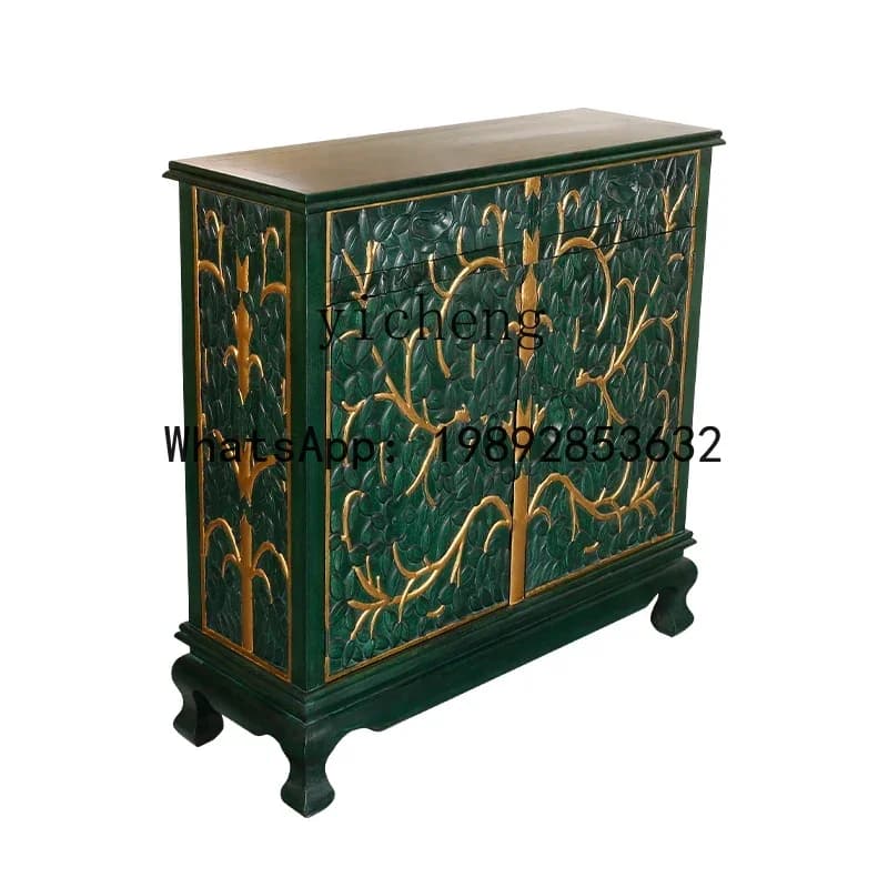 LYY Solid Wood Storage Wall Narrow Cabinet Entrance Cabinet Hallway Curio Cabinet Chest of Drawers