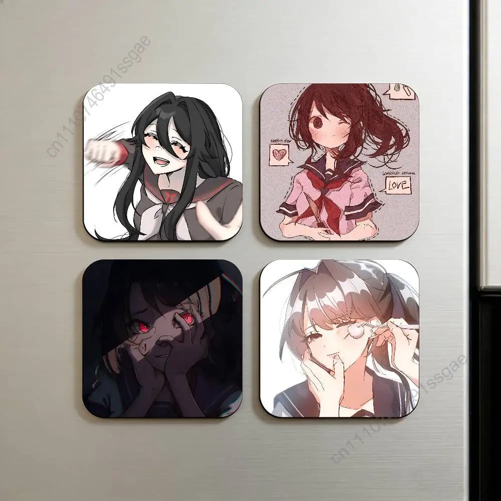 Y-Yandere A-Ayano Aishi Square Decorative Fridge Magnets for Home Kitchen Office Whiteboard & Locker