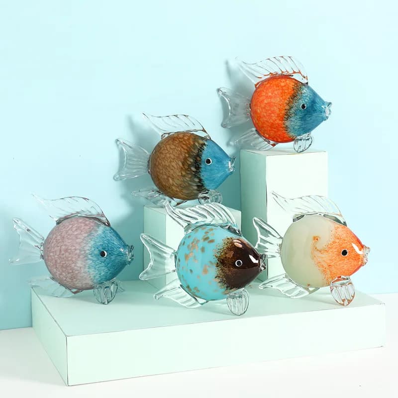Glass Kissing Fish Decoration, Home TV Cabinet Porch Wine Cabinet Decoration, Home Decoration, Gifts, Animal Statues