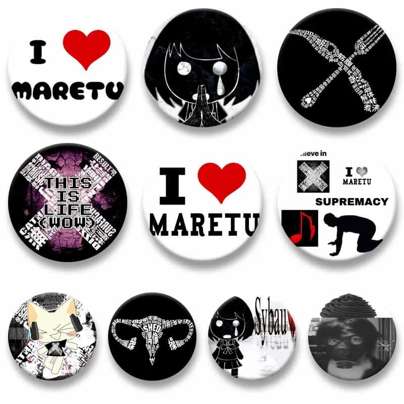 I Love Maretu Heart Enamel Pins Creativity Funny Images Text Button Badges Handmade Snap-in Brooch on Backpack Clothes Accessory