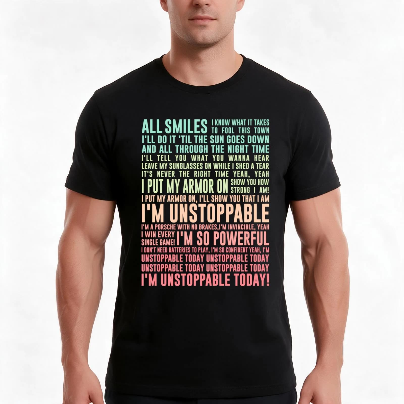 UNSTOPPABLE - SIA - music lyrics T-Shirt, Summer Casual Cotton Tee, Oversized Streetwear Tops, Vintage Graphic Print