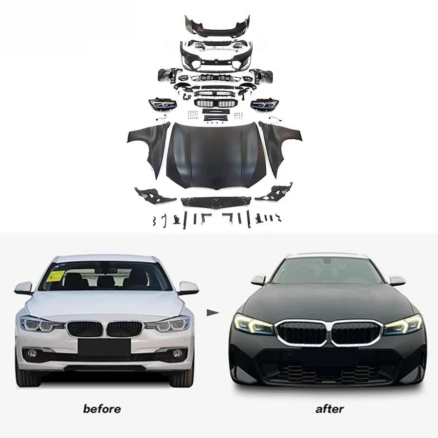 3 SERIES F30 UPGRADE NEW G20 LCI STYLE BODY KIT 2013-2018 320i 325i HEAD LIGHTS BUMPER FENDER HOOD LIP 3S MODIFY FACELIFT KIT