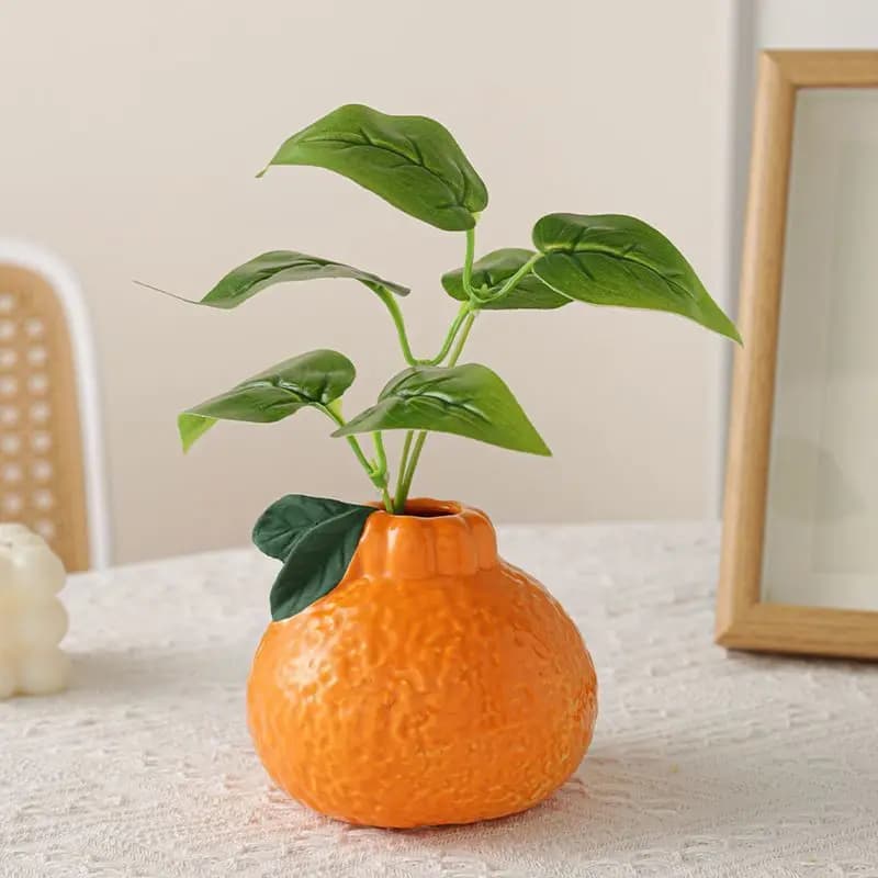 Orange Fruit Flower Pot Ceramic Minimalist Pastoral Hydroponic Plant Vessel entryway Living Room Desktop Dried Flower Decoration