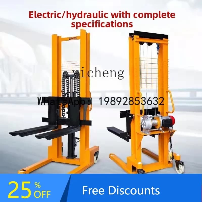 hydraulic lift forklift 1 ton 2 tons semi-electric charging forklift manual hydraulic stacker forklift loading