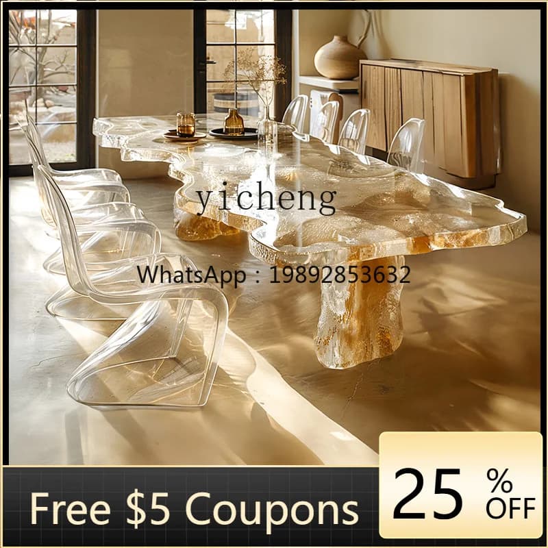 A1  light luxury dream crystal tea table chair transparent high-end villa dining table  coffee table