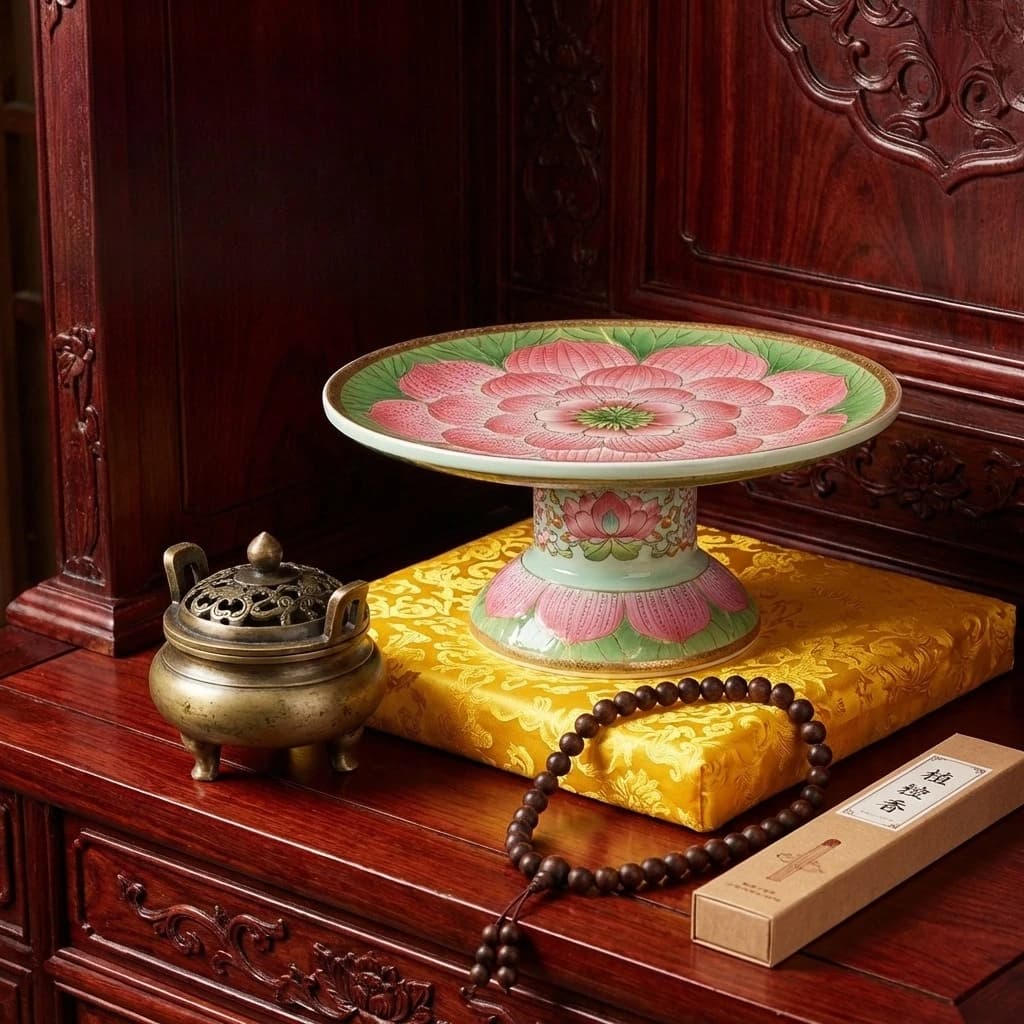 Cz shengshi lotus fruit plate ceramic lotus  hall worship for home fruit plate buddha fruit plate supplies ornaments