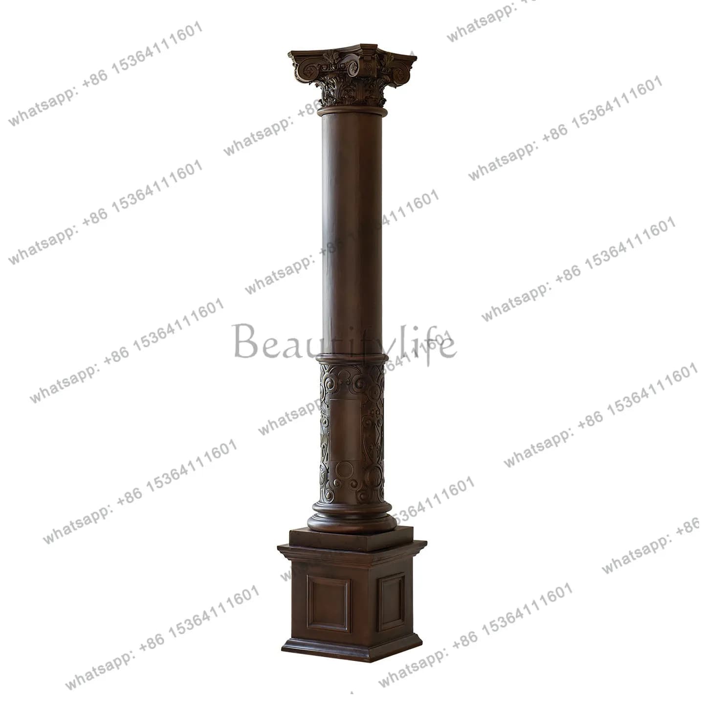 South East Asia Vintage Decorative Column Tooling Large Flat Layer Art Roman Column Imitation Wood Old