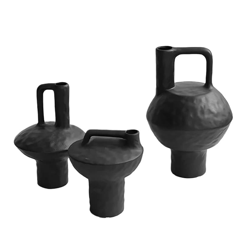 New Chinese-style black jacquard flower ware creative vase, home decoration  entrance model room vase ornament