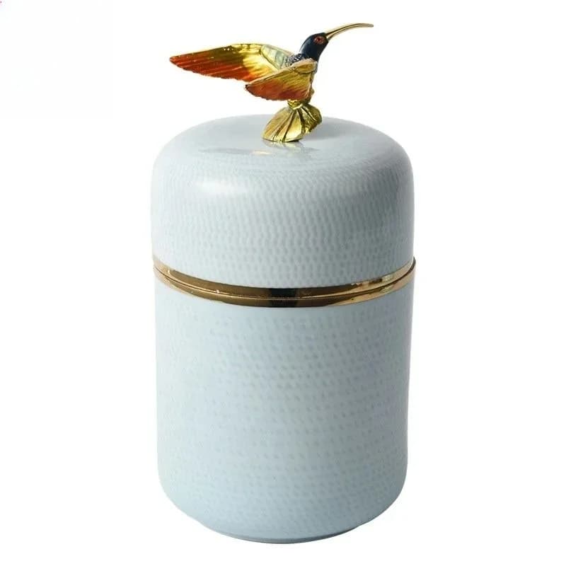 decorative enamel colored bird jar Cloisonne ceramic tea jar crafts desktop home decoration