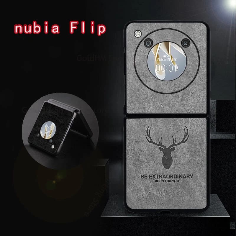 Cases For ZTE nubia Flip 5G Cartoon Elk Deer Head Leather Phone Case For Nubia Flip Fundas Holster Camera Lens Protection Cover