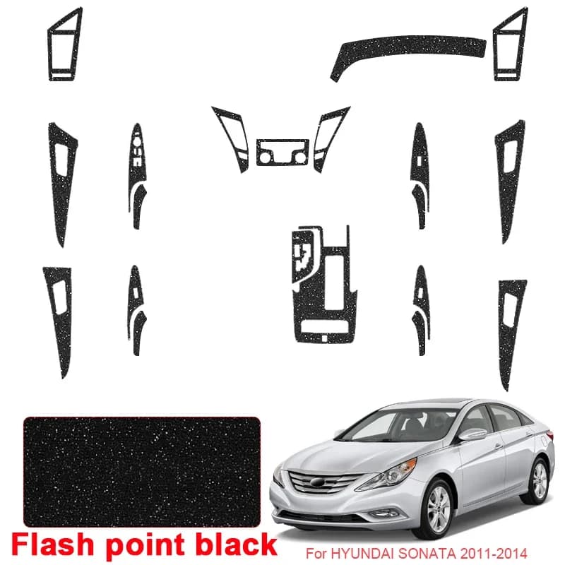 Car Carbon Black Interior Sticker Lifting Window Panel Decal Gear Door Protective Film Accessor For Hyundai SONATA 2011-2014 LHD