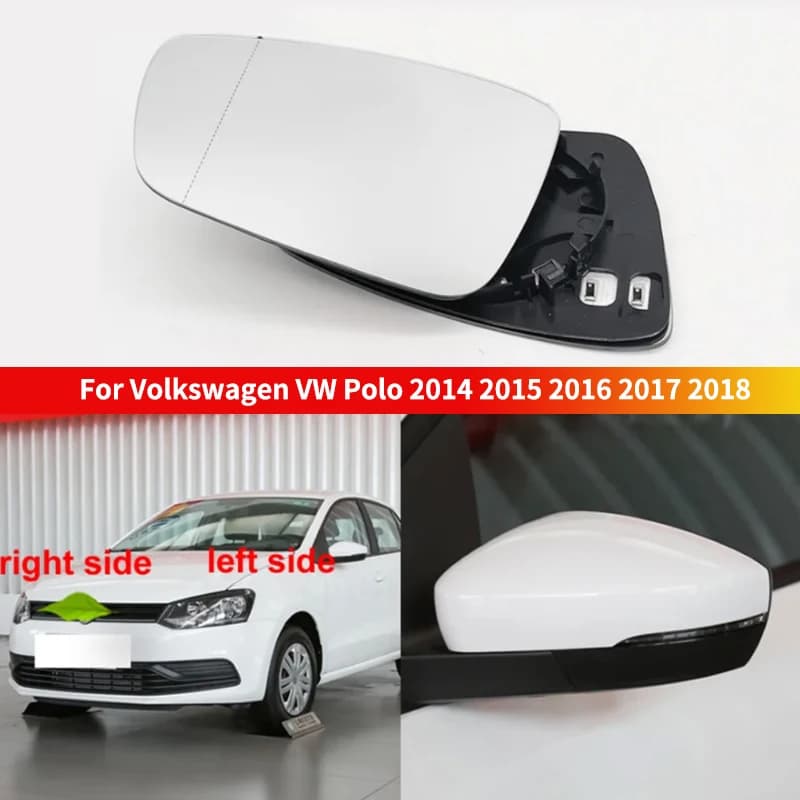 For Volkswagen VW Polo 2014 2015 2016 2017 2018 Car Side Mirrors Rearview Mirror Lens White Glass with Heated Function 1PCS