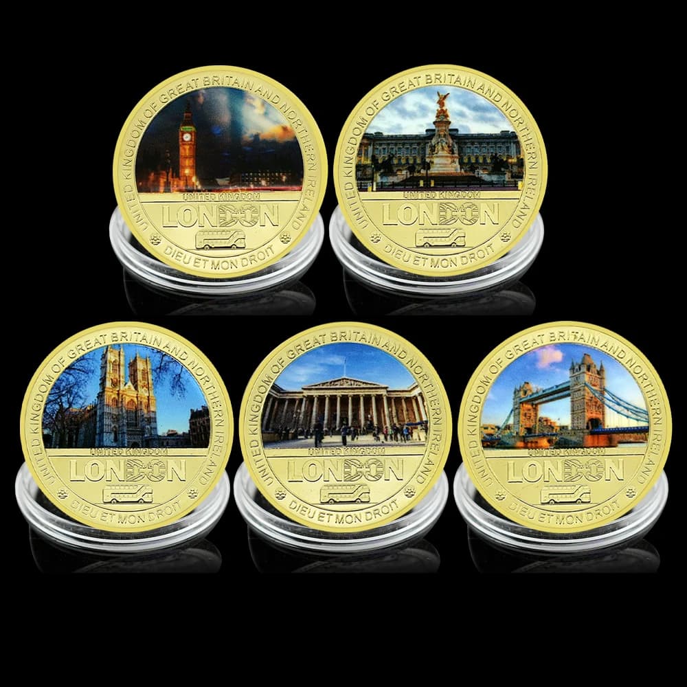 5pc/set London commemorative coin Commemorative Coin Classic London scenery Metal Craft Challenge Coin  Collectible Gift