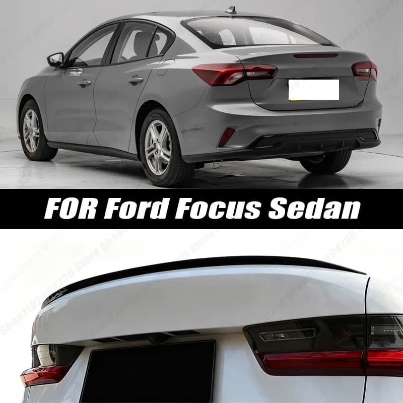 120CM Glossy Black Soft Rubber Universal Rear Trunk Spoiler 5D Carbon Look Tail Wing Fit For Ford Focus Sedan Car Accessories