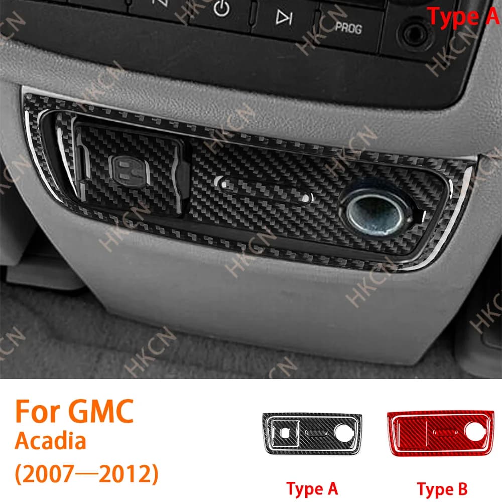 For GMC Acadia 2007—2012 Carbon Fiber Rear Center Console Charger Socket Panel Car Accessories Interior Cover Trim Sticker Decal