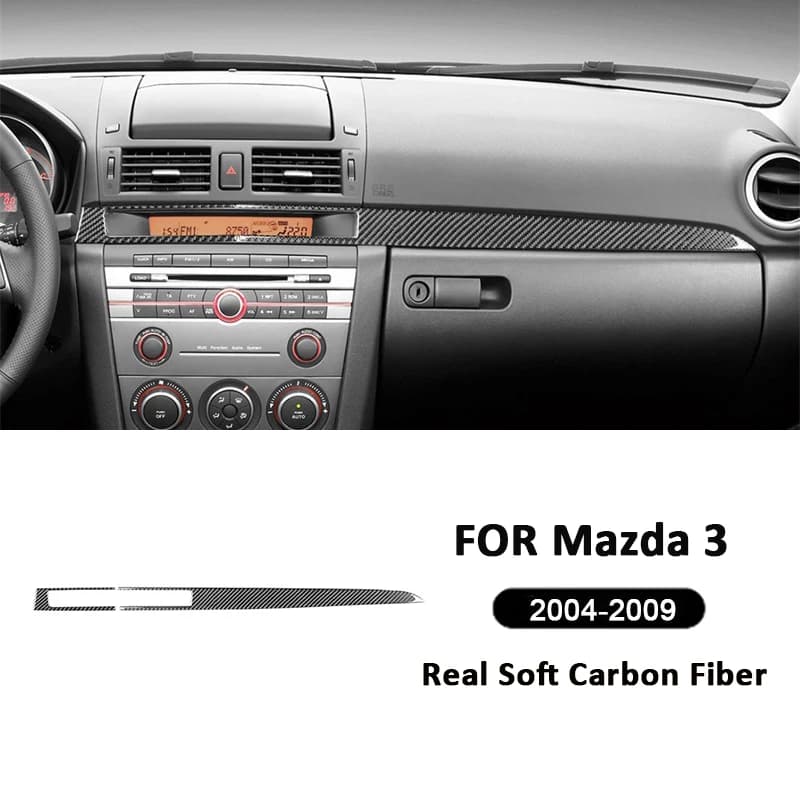 Carbon Fiber Car Center Console Instrument Panel Trim Strips Interior Decoration Sticker For Mazda 3 2004-2009 Auto Accessories