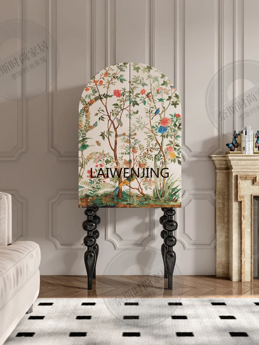 SGF decorative retro home storage side cabinet living room solid wood chest cabinet