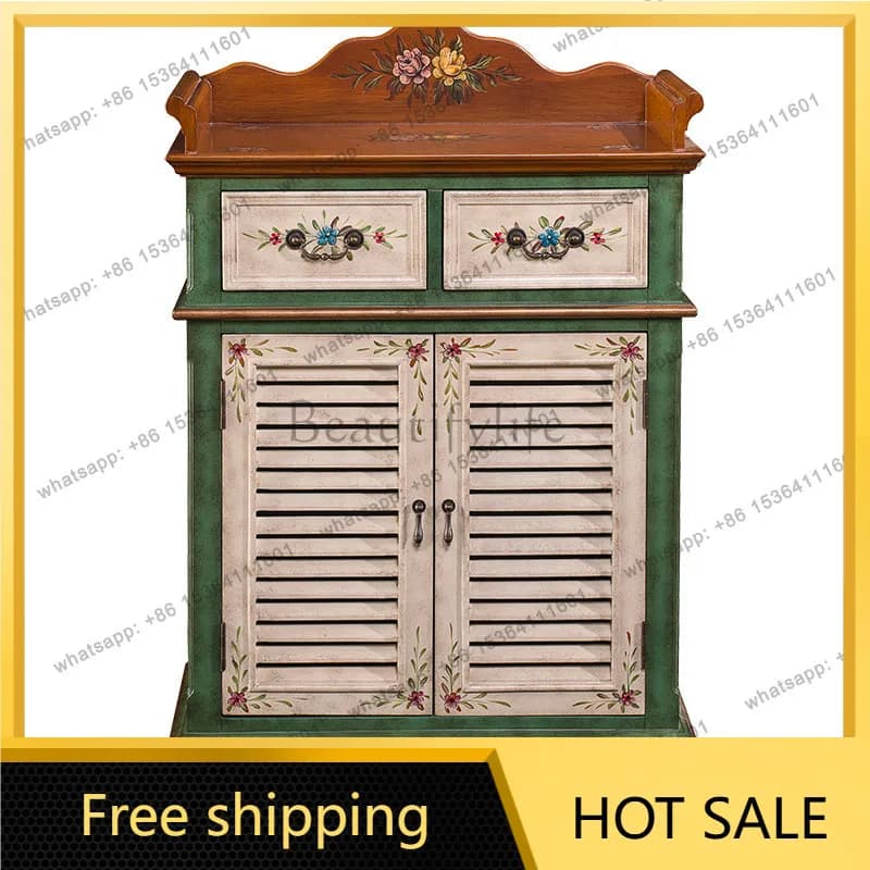 XX. American ancient living room storage decorative cabinet hand-painted dining side cabinet