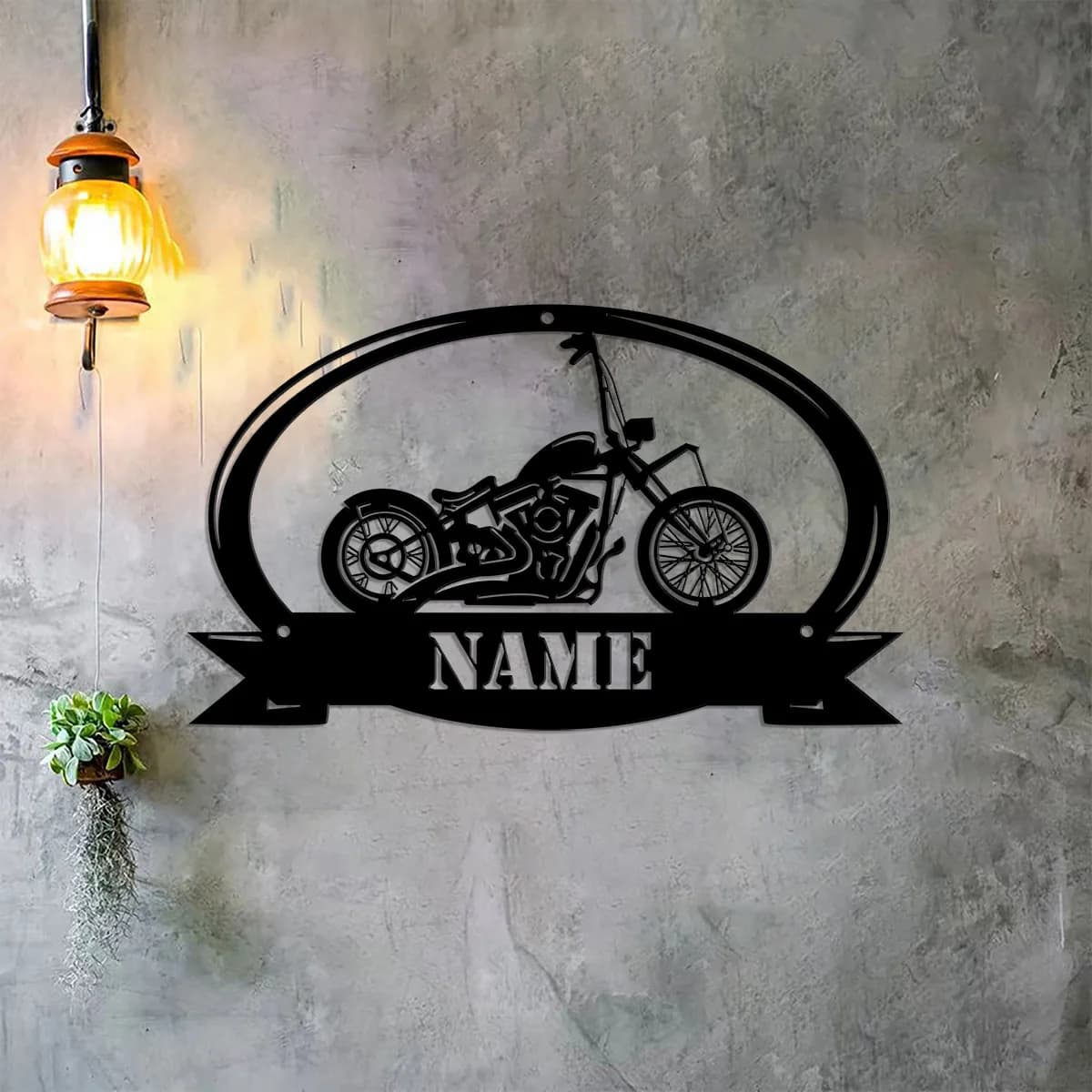 Trendy Cool Motorcycle Personalized Name Metal Wall Signs Iron Wall Plaque For garage Home Decor Living Room Bedroom Custom Text