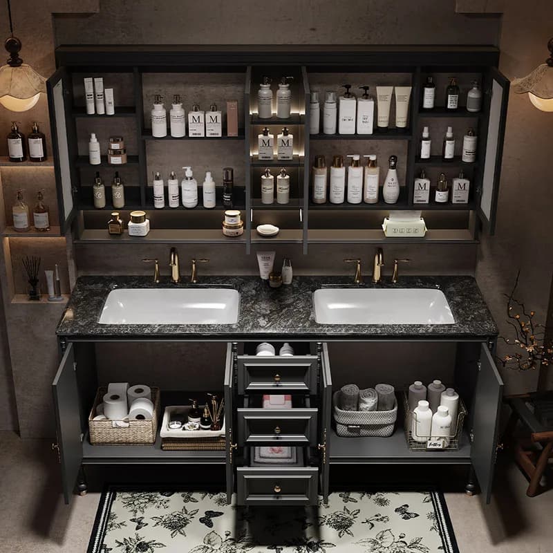 Luxury Modern Bathroom Cabinet Organizer Storage Vanity Dressers Makeup Cupboard Drawers Skincare Archivadores Trendy Furniture