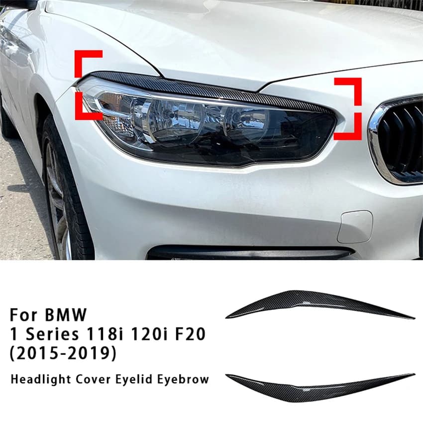 2Pcs Headlight Cover Eyelid Eyebrow For BMW 1 Series 118i 120i F20 2015-2019 Gloss Black Headlight Eyelids Car Body Kit