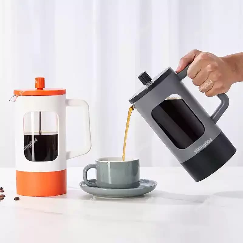 Glass French Press Coffee Pot, 600/1000ml, heat resistant with 4-layer filtration for cold brew