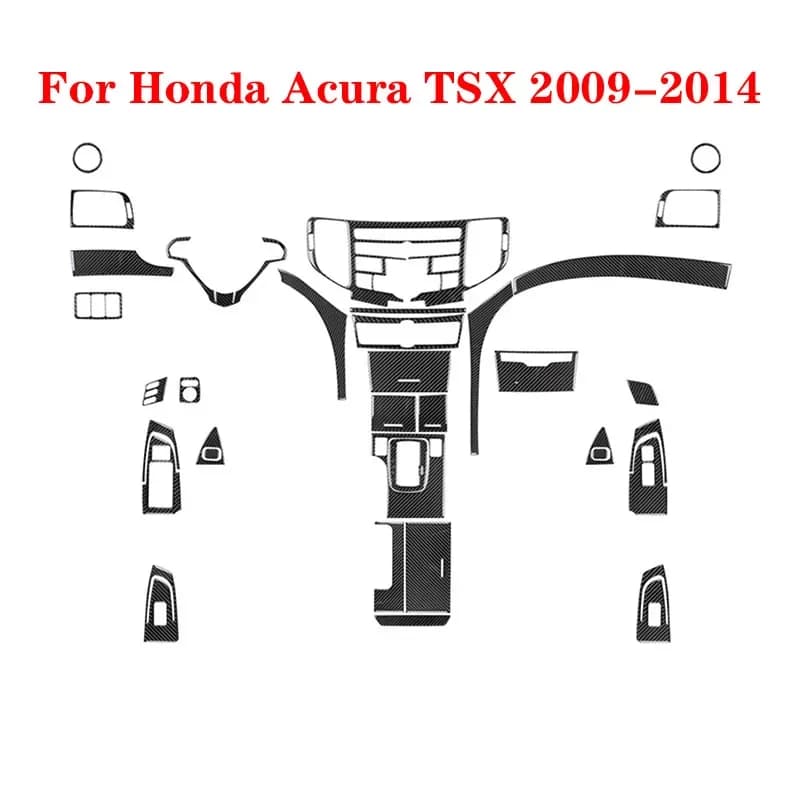 For Honda Acura TSX 2009 2010 2011 2012 2013 2014 Carbon Fiber Black Stickers Various Parts Car Interior Decorative Accessories