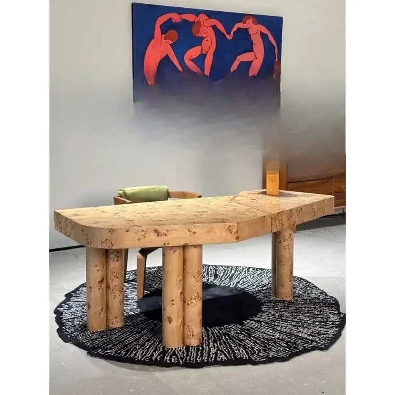 Medieval simple solid wood tree tumor desk household surprise quiet wind