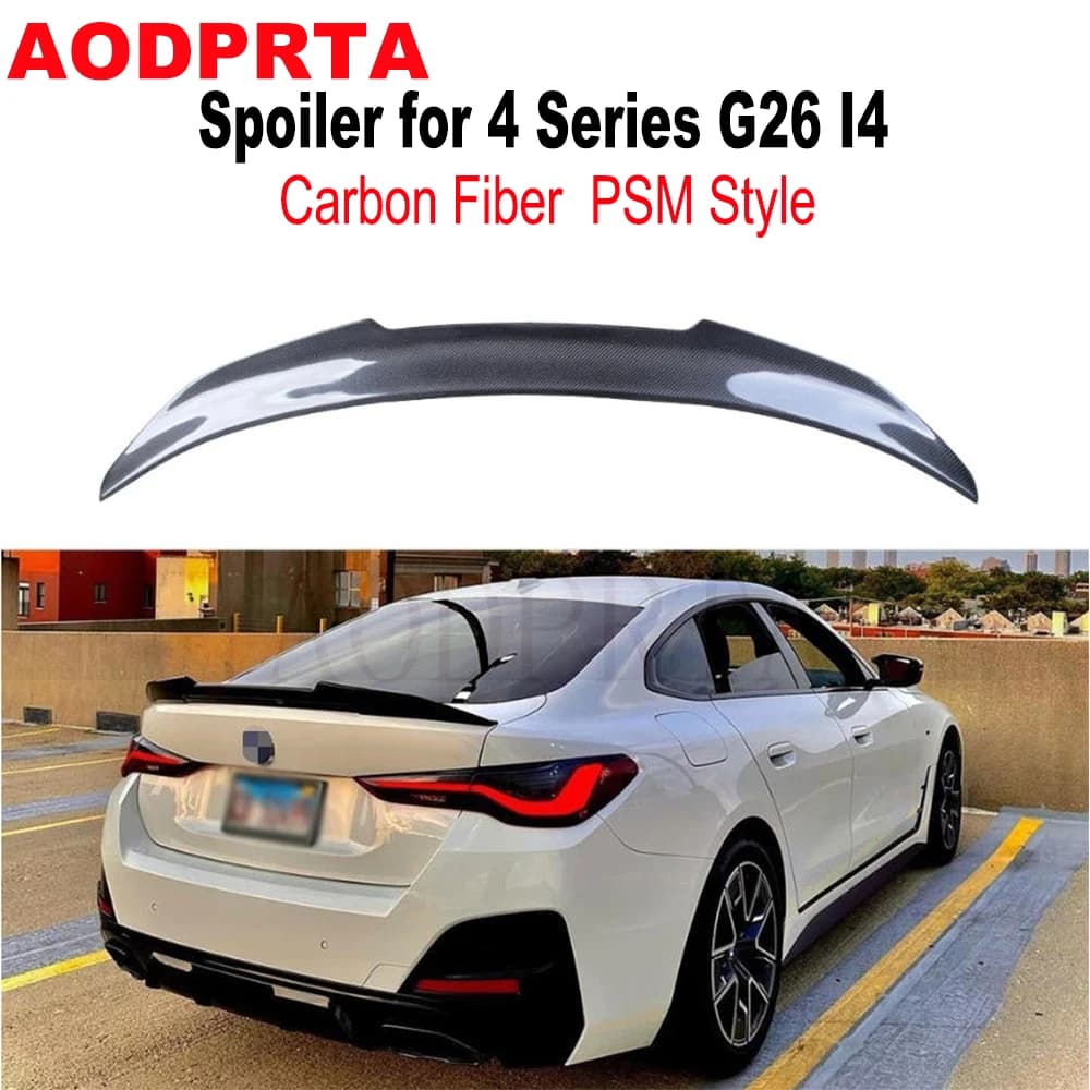For BMW 4 Sereis i4 G26 Gran Coupe Rear Boot Trunk Wing Spoiler Ducktail Real Carbon Fiber 2021-2026