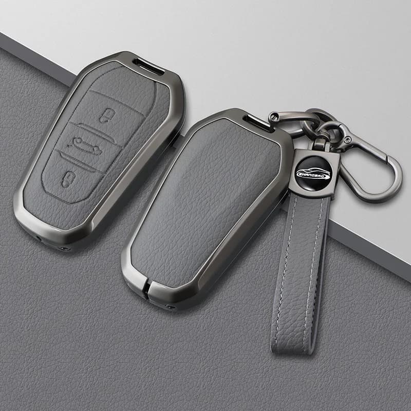Metal Leather Car Remote Key Case Cover For Opel Mokka 2025 Phev Corsa Astra Grandland Hybrid Shell Keychain Accessories