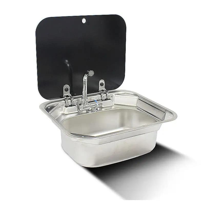 304 Stainless Steel  Single Bowl Toughened Glass   ove Camper Motorhome Port  le Caravan RV Kitchen Sink