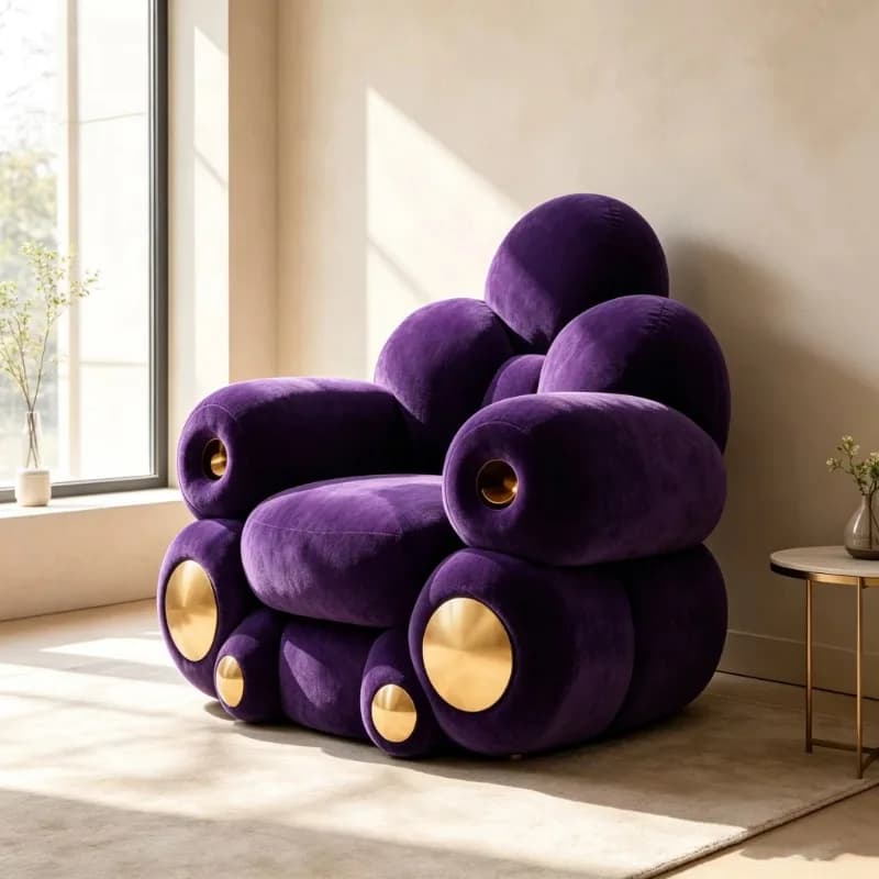 Bubble Lounge Chair High Quality Velvet Fabric Single Armchair