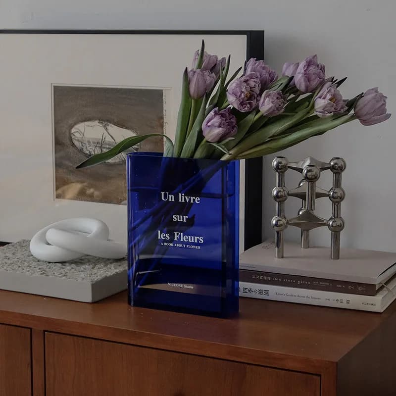 CuteLife Acrylic Vase Klein Blue Book Transparent Modern Decoration Home Table Flower Vase Wedding Hydroponic Room Plant Vases