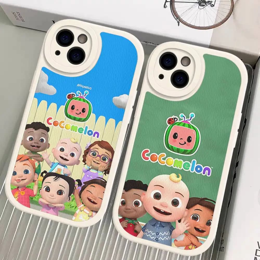 Anime C-CoComelon Leather Phone Case For IPhone 16 15 14 13 12 11 Pro Max Plus Shockproof Cover