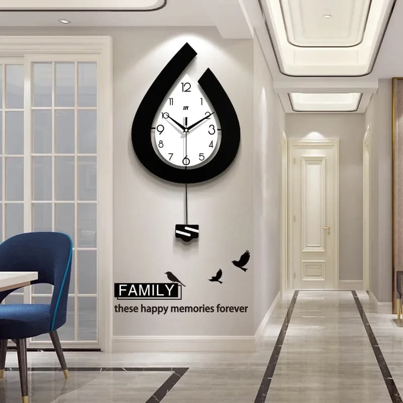 Modern Swing Wall Clock Fashion Simple Design Silent Movement Home Decor for Living Room