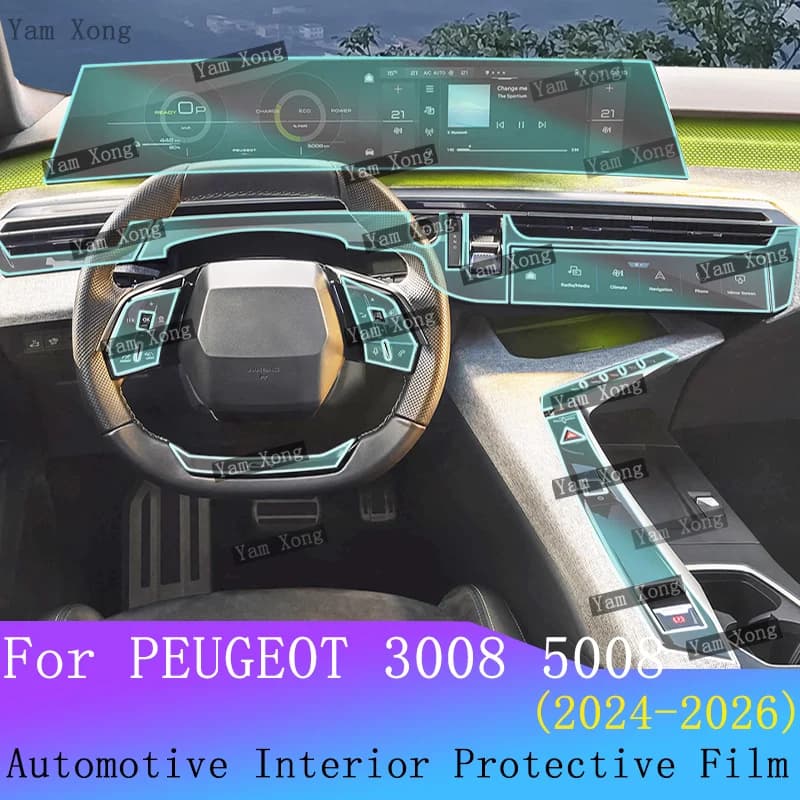 For PEUGEOT E-5008 3008 interior Film suit Center Console Navigation screen Protection Gear Panel Transparent Anti-scratch Films