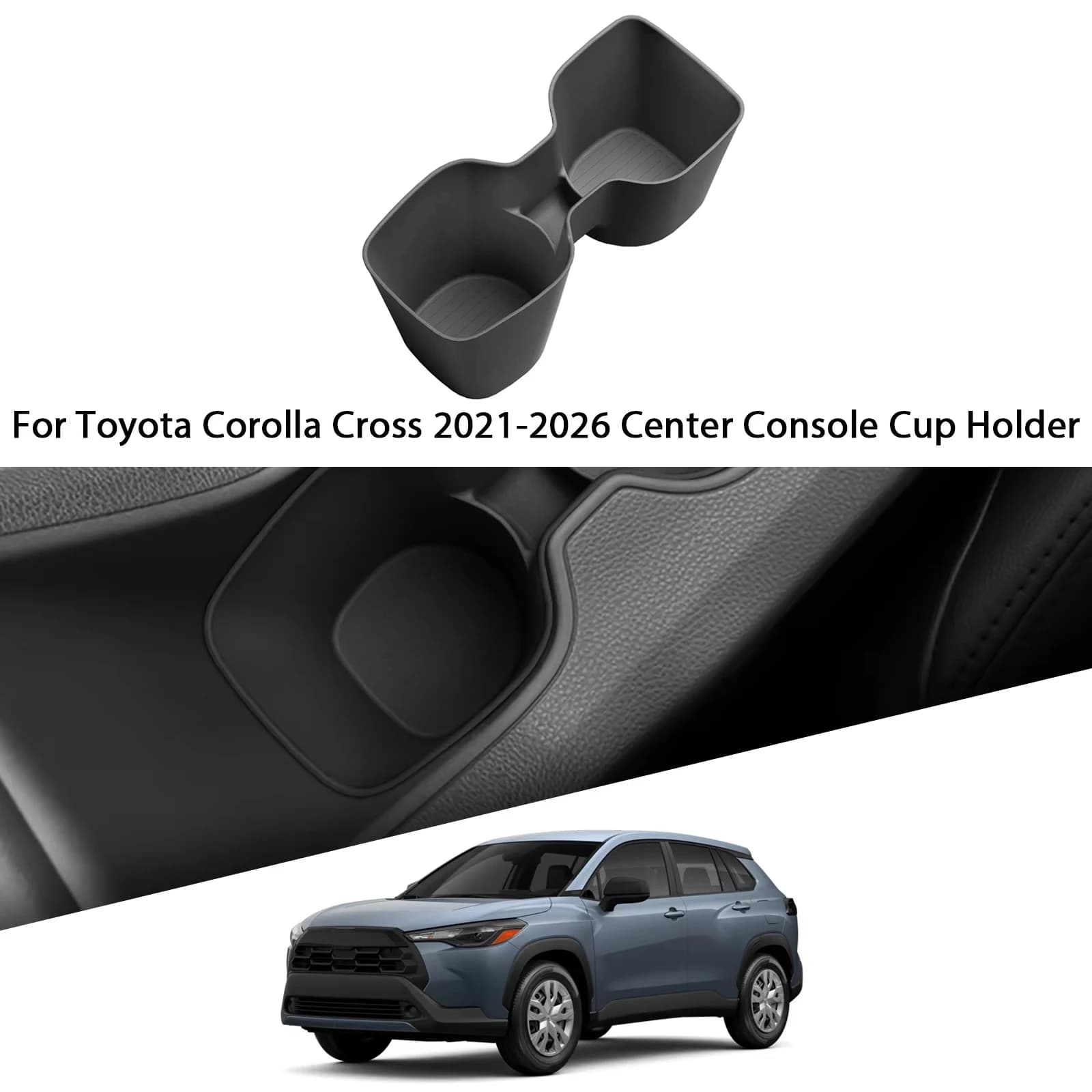 Insert Cup Box Shock Absorbing Tray TPE Tidying For Toyota Corolla Cross 2021-2026 Center Console Cup Holder
