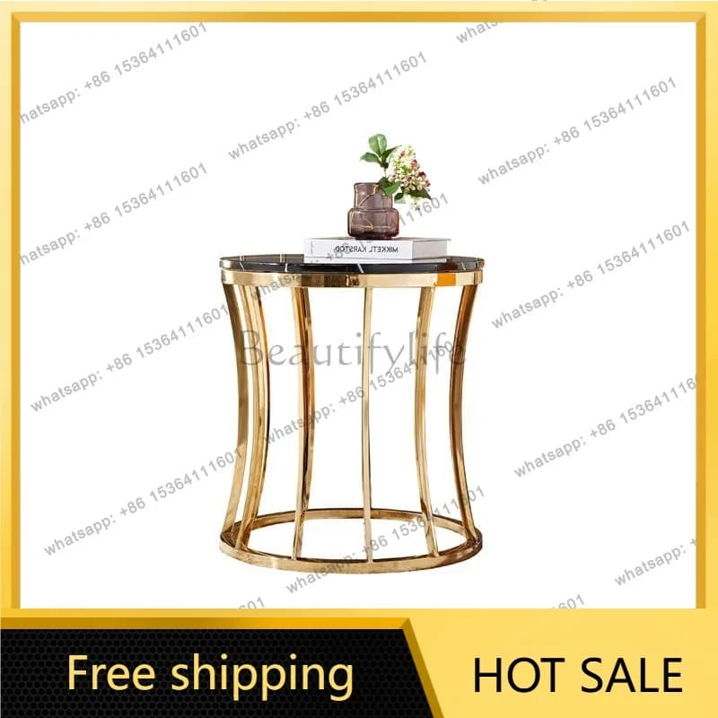 LS stainless steel tempered glass coffee table living room sofa combination small apartment simple corner table