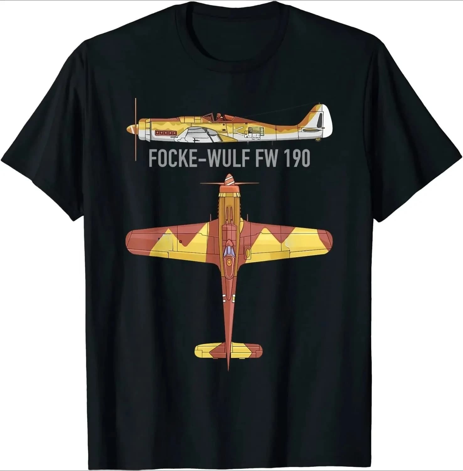 Fw 190 Fighter Aircraft Plane Diagram T-Shirt 100% Cotton O-Neck Short Sleeve Summer Casual Mens T-shirt Streetwear