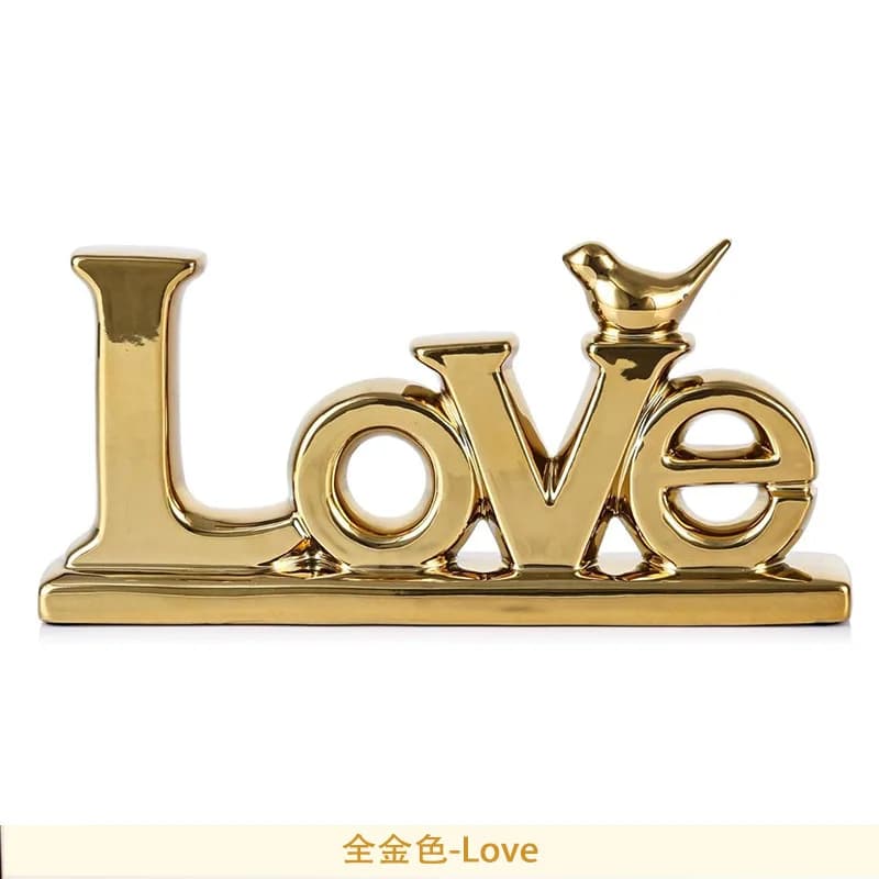1PC European-style Retro Gold and Silver Foil HOME Letter Ornaments Resin Made Home Decoration Letter Decor